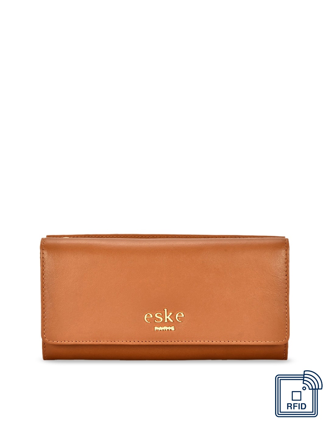 

Eske Women Tan Brown Solid Leather Three Fold Wallet