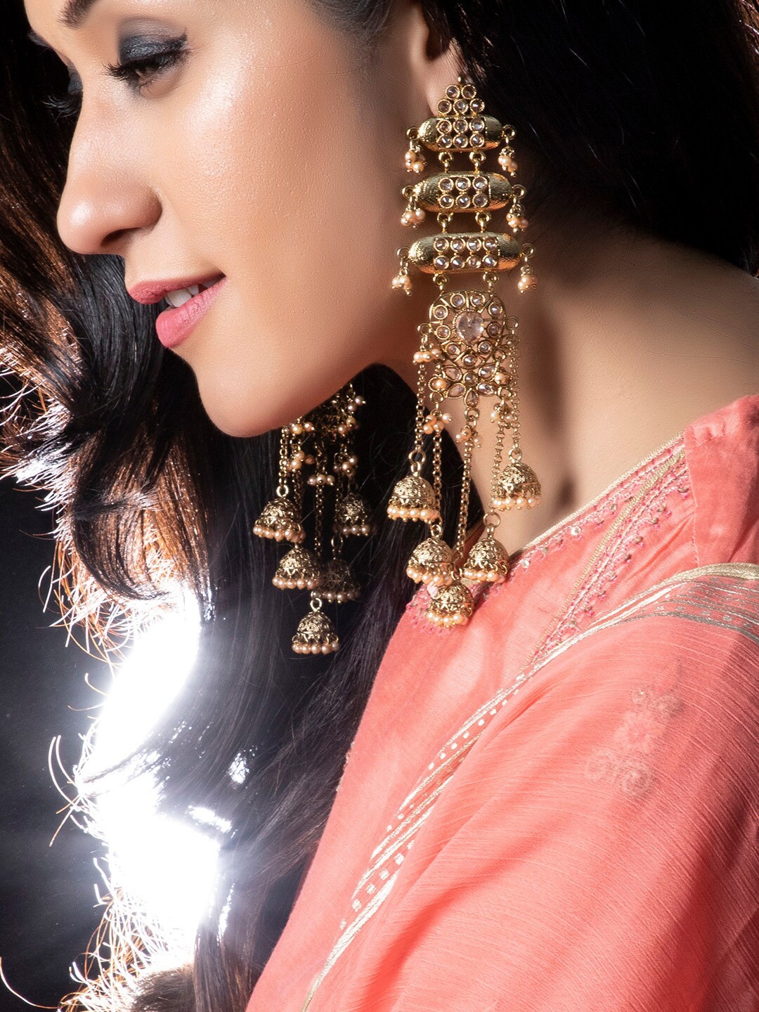 

Rubans Gold-Toned Dome Shaped Jhumkas