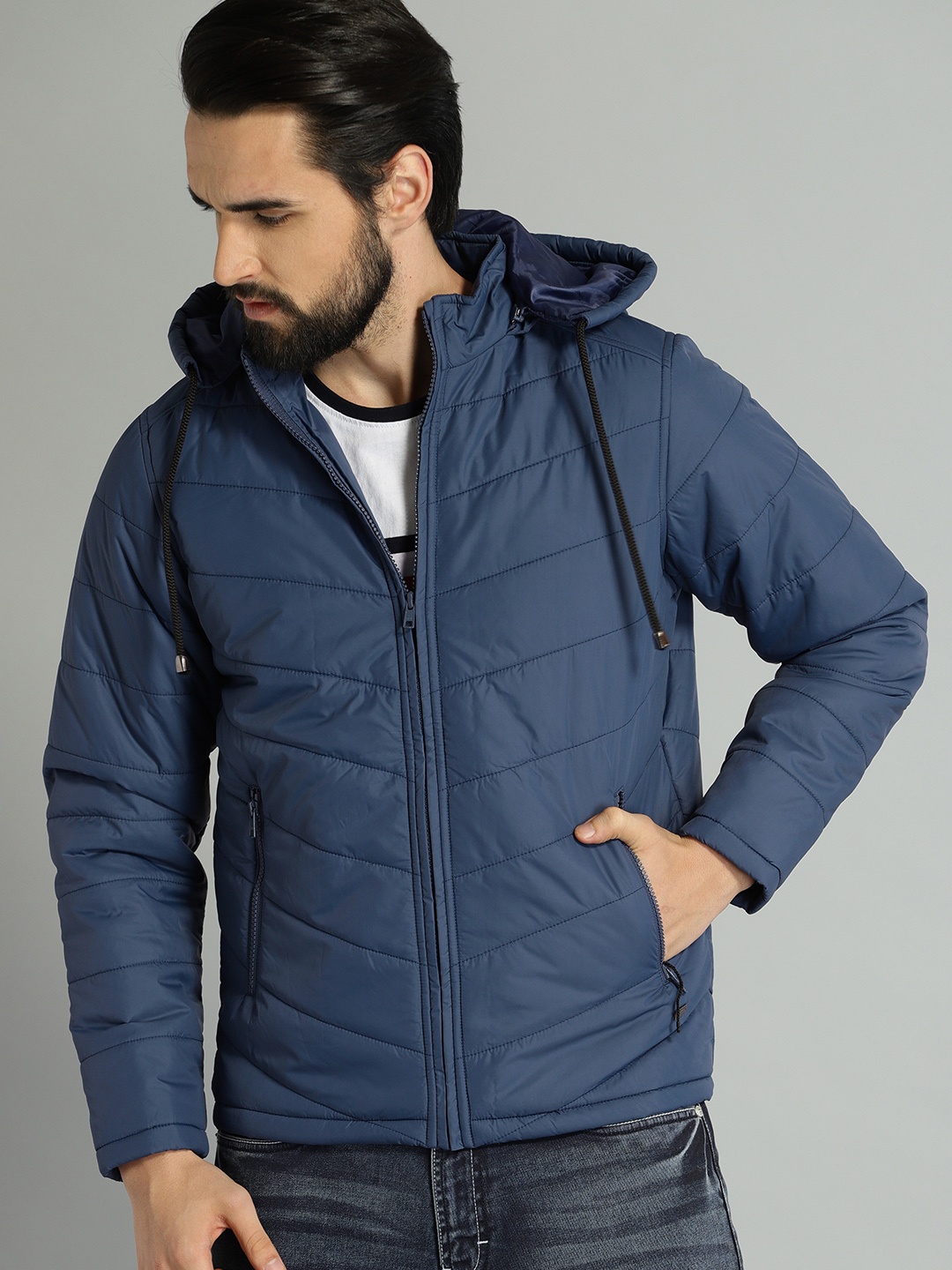 

The Roadster Lifestyle Co Men Blue Solid Padded Jacket