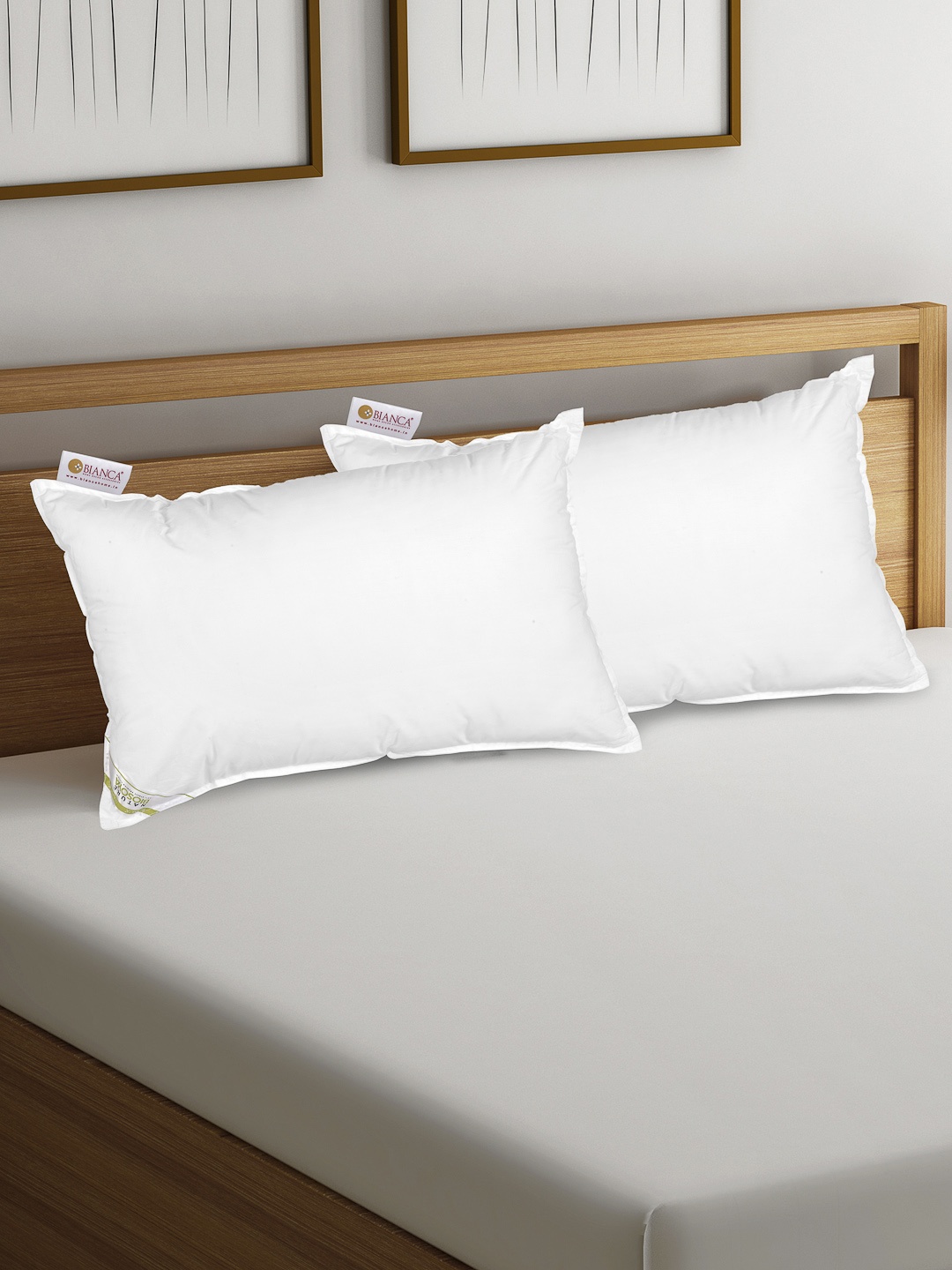 

BIANCA Set of 2 White Solid Polyester Sleep Pillows