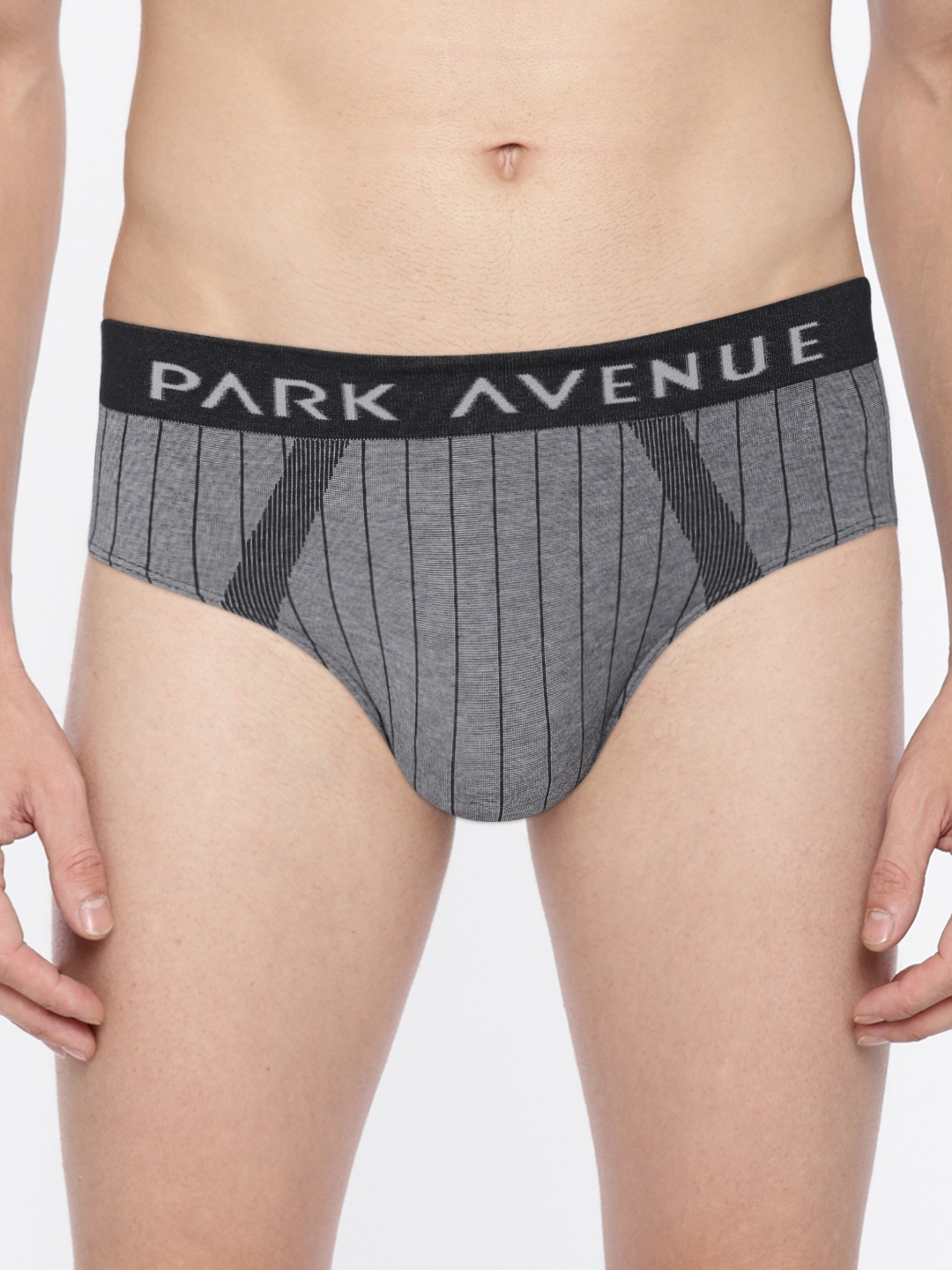 

Park Avenue Men Grey & Black Striped Seamless Briefs PZRA00020-K6