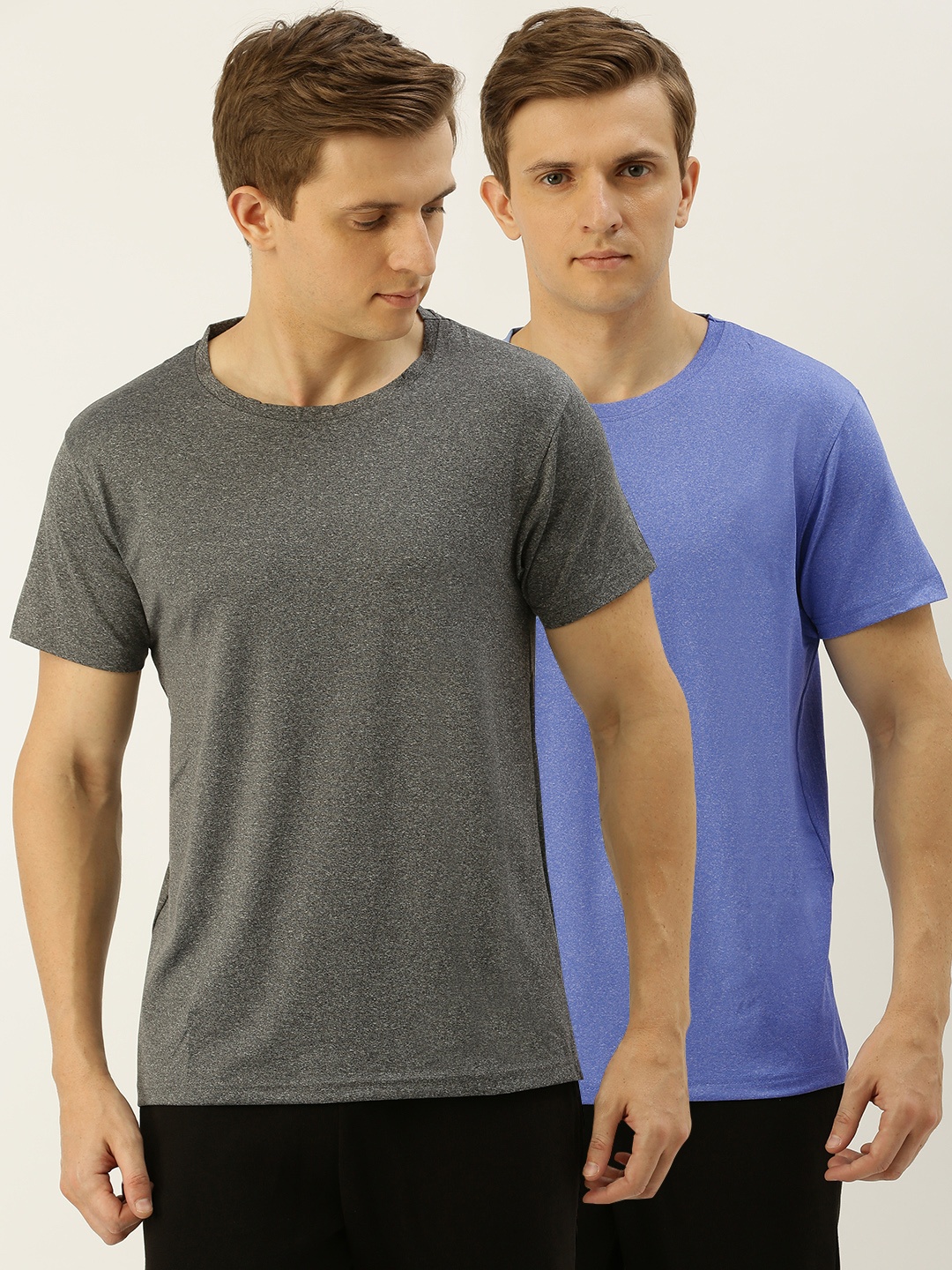 

American Crew Men Pack of 2 Melange Round Neck T-shirt, Blue