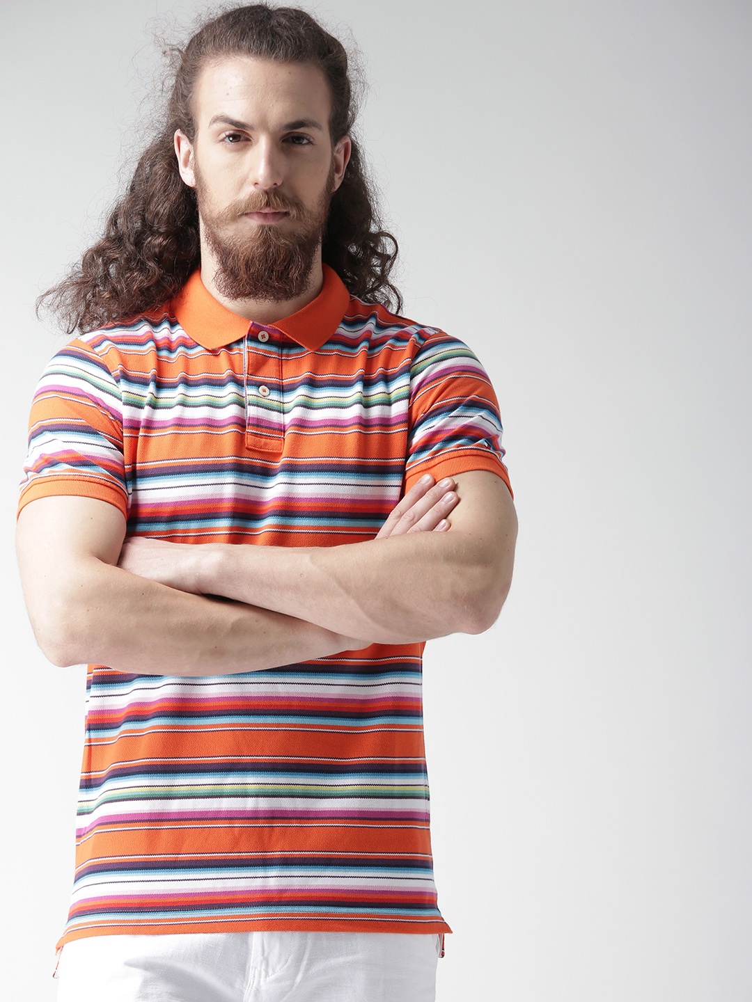 

Tommy Hilfiger Multicoloured Striped Polo Pure Cotton T-shirt, Multi