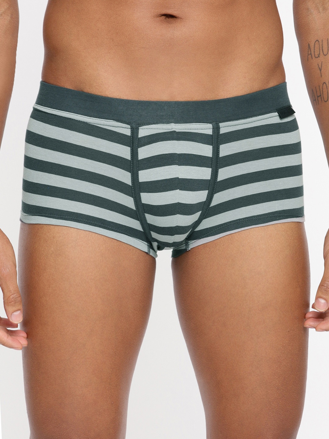 

Fruit Of The Loom Men Grey & Green Striped Trunk MTR19-A1S1