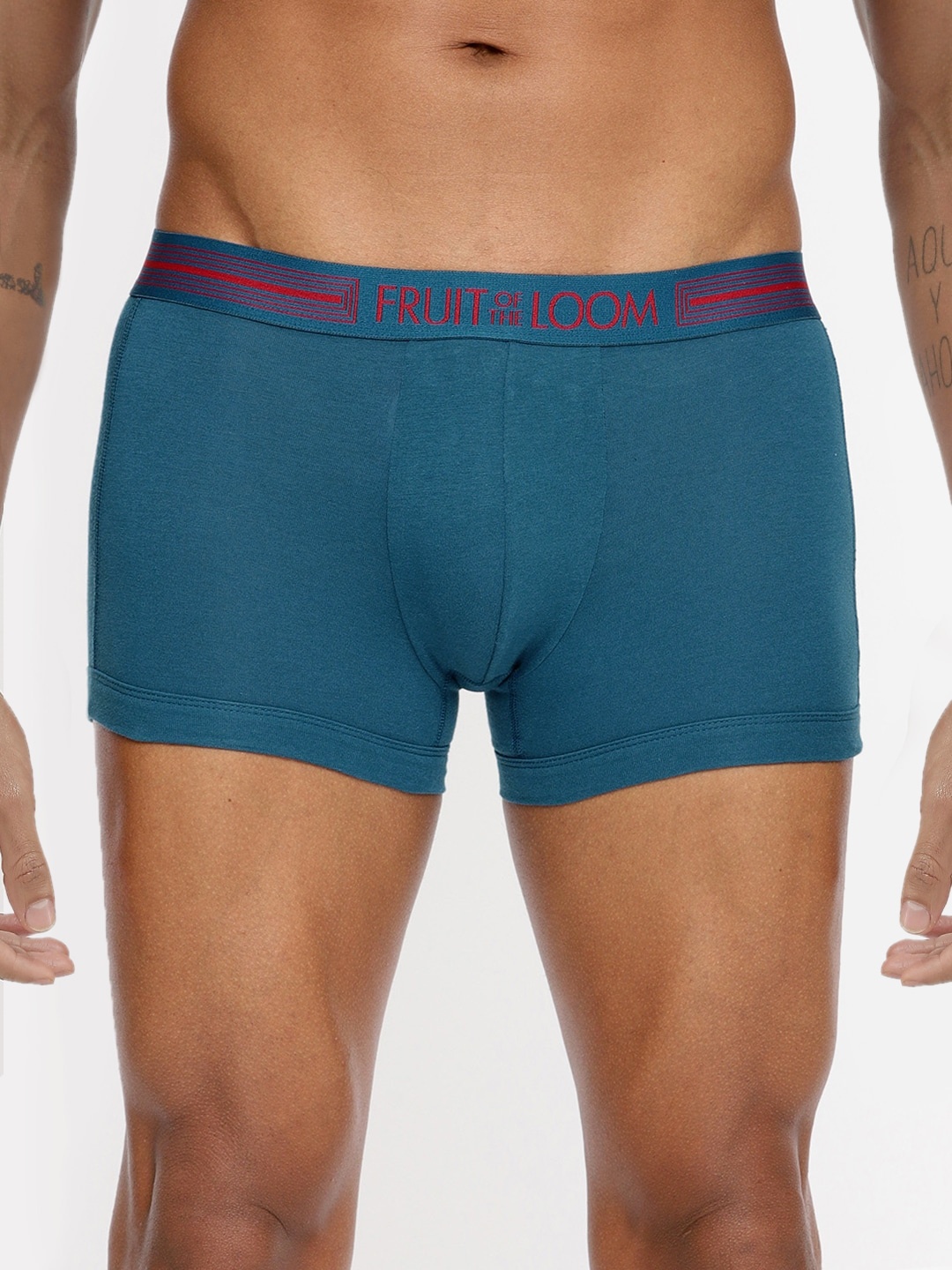 

Fruit of the loom Men Teal Blue Solid Trunks MTR20-A1S3