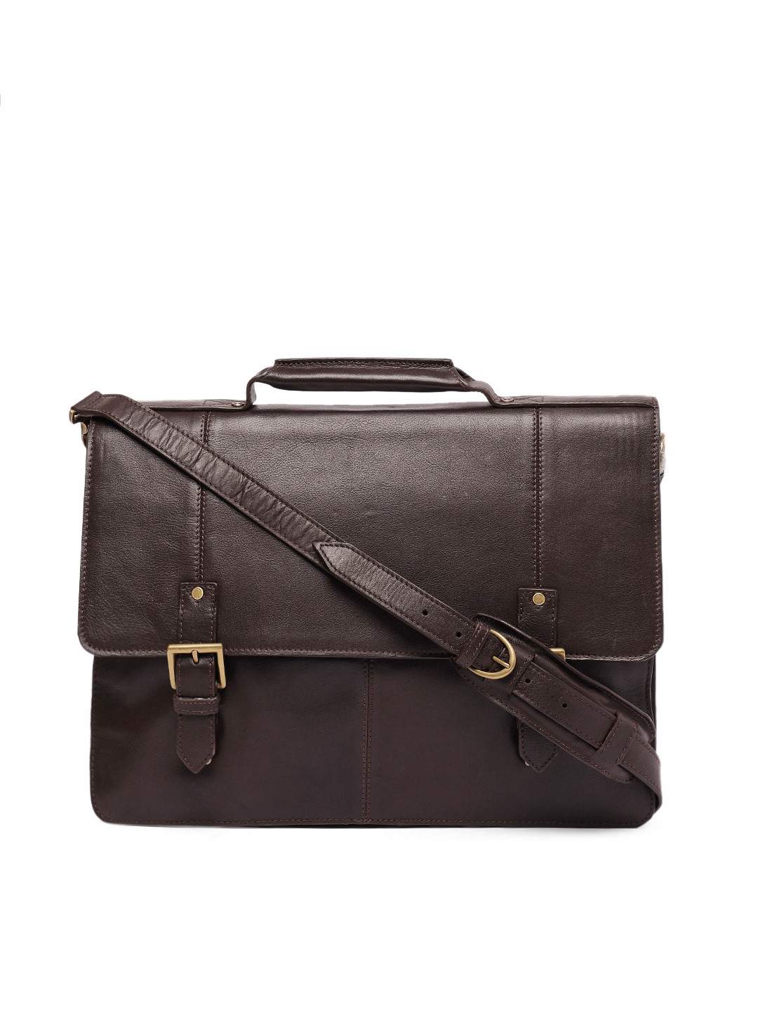 

Hidesign Men Brown Solid Leather Laptop Bag