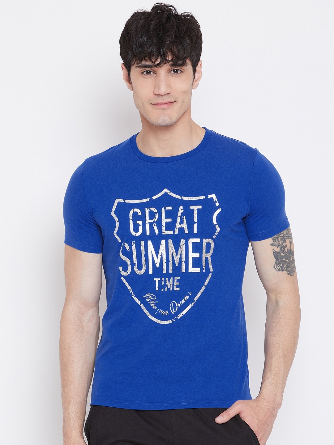 

Sweet Dreams Men Blue Printed Lounge T-shirt MT-1756A9