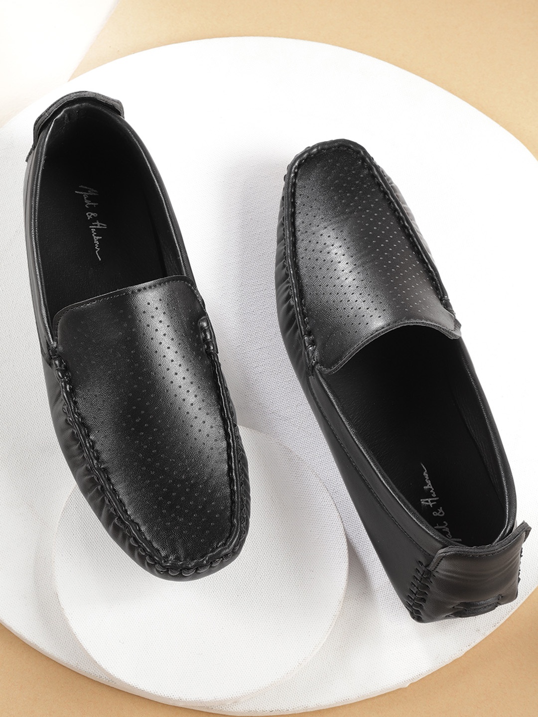 

Mast & Harbour Men Black Perforated Loafers