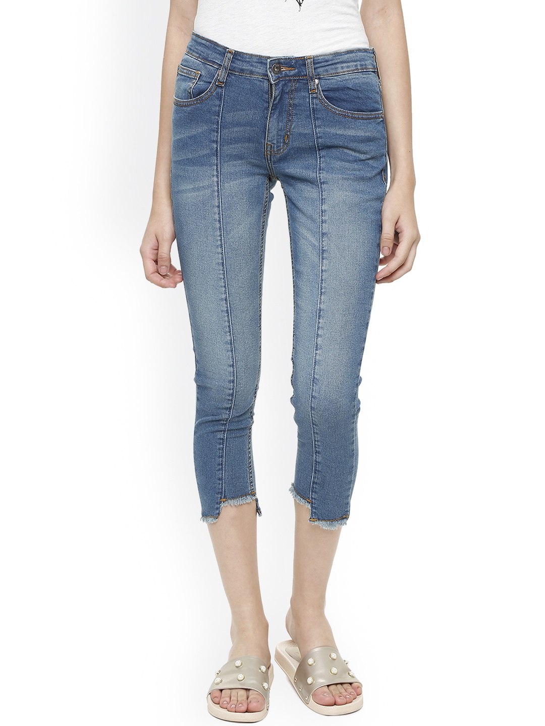 

People Women Blue Slim Fit Mid-Rise Clean Look Stretchable Jeans