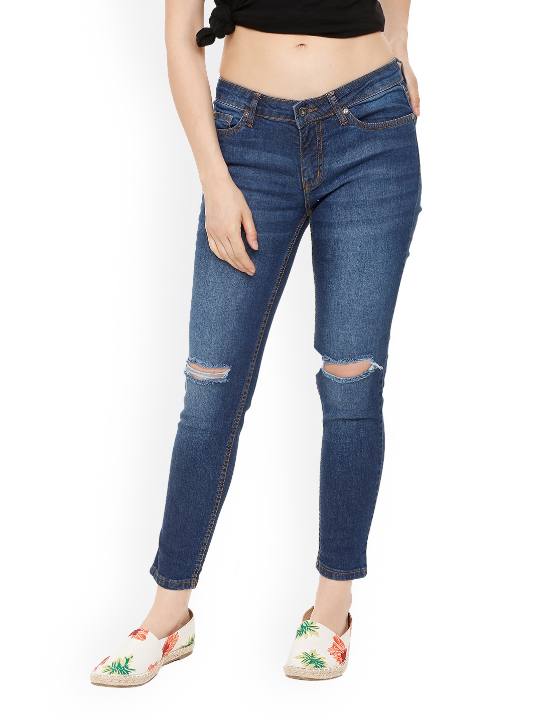 

People Women Blue Regular Fit Mid-Rise Clean Look Jeans