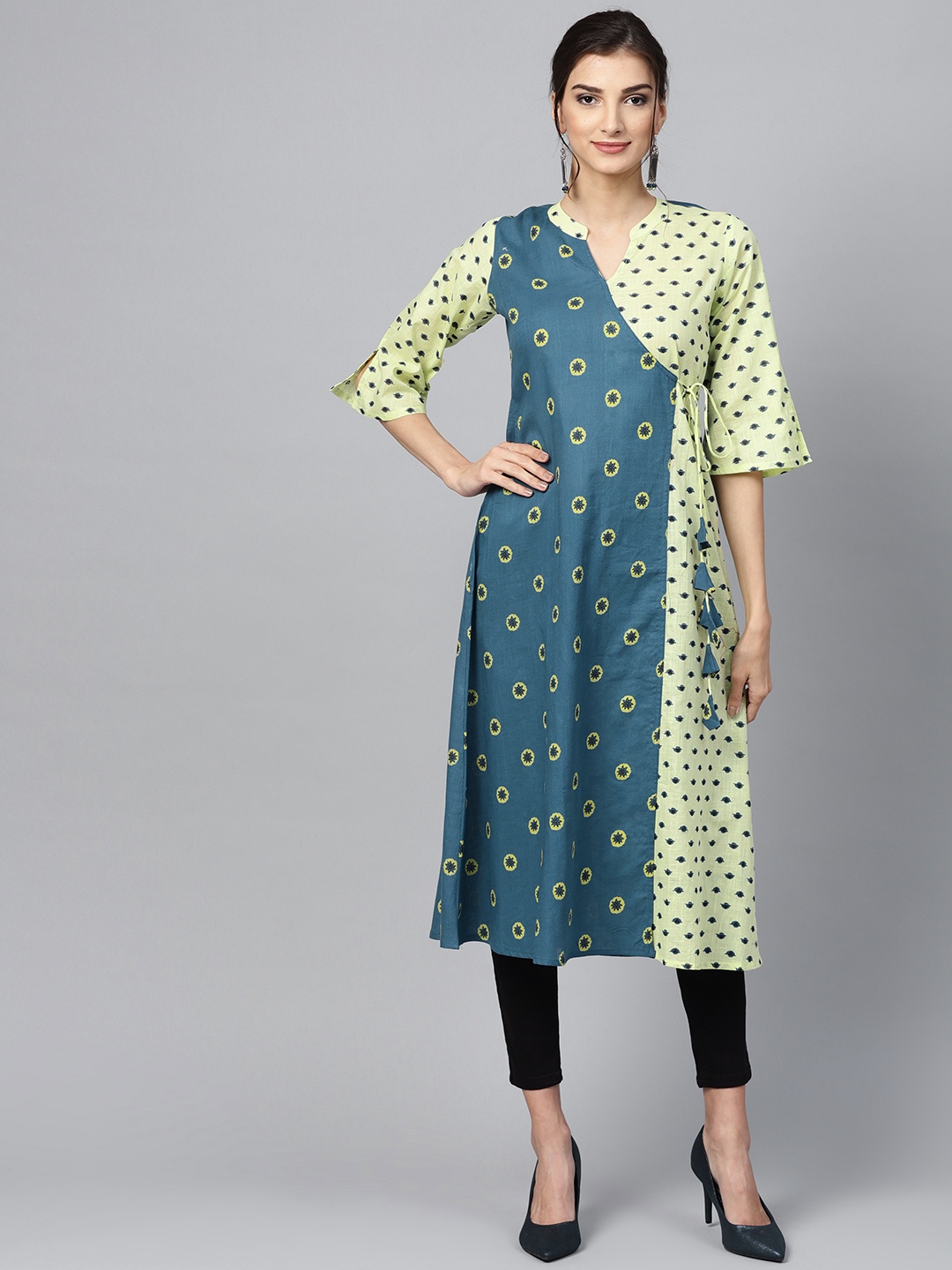 

Gerua By Libas Women Navy Blue Green Printed A-Line Kurta