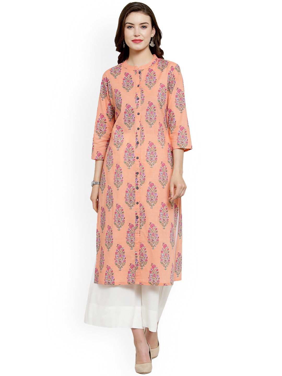 

Varanga Women Peach-Coloured & Off-White Printed Kurta with Palazzos
