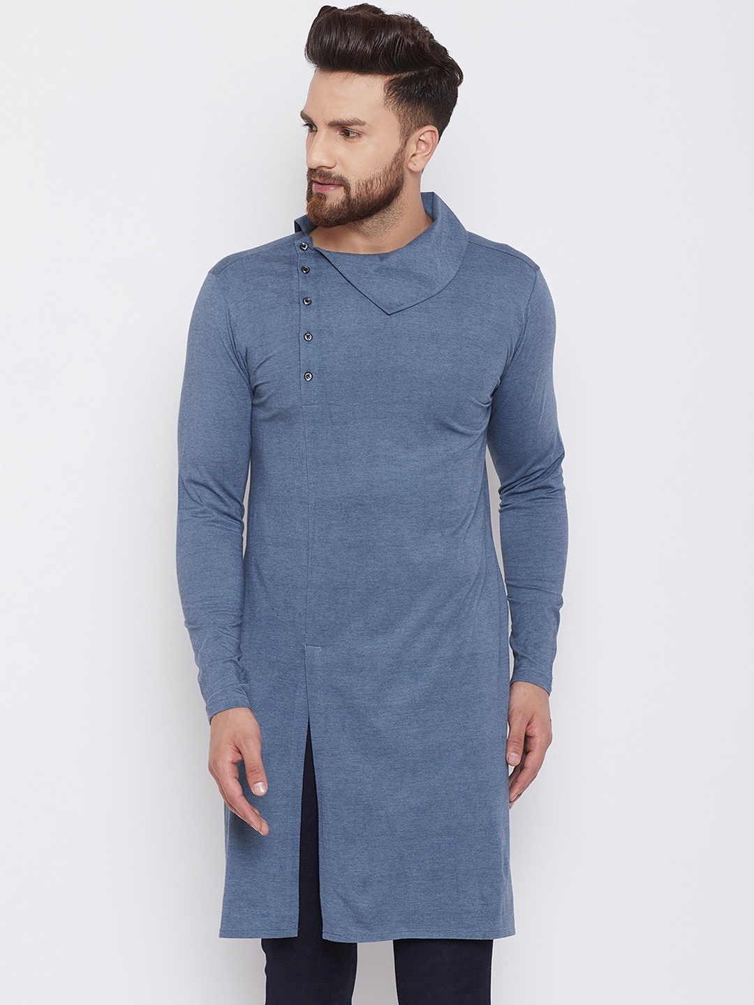 

CHILL WINSTON Men Blue Solid Straight Kurta