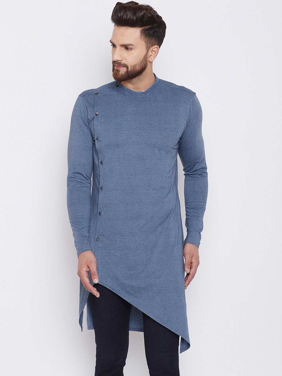

CHILL WINSTON Men Blue Solid Straight Kurta