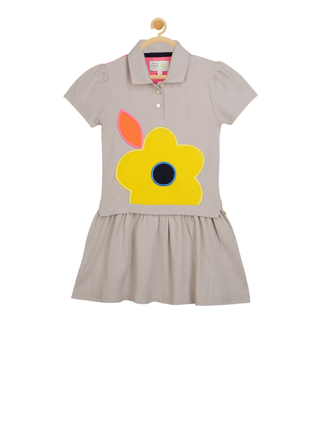 

Cherry Crumble Girls Taupe Floral T-shirt Dress