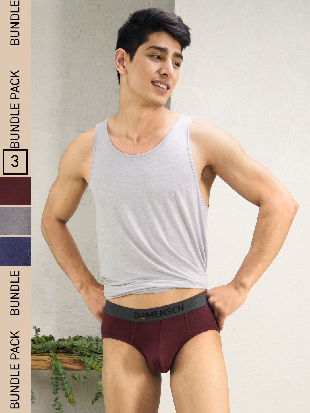 

DaMENSCH Pack of 3 DEO-SOFT Solid Premium Egyptian Cotton-Modal Blend Briefs, Red