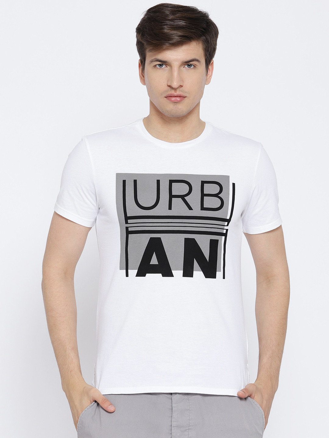 

Blackberrys Men White Printed Round Neck T-shirt
