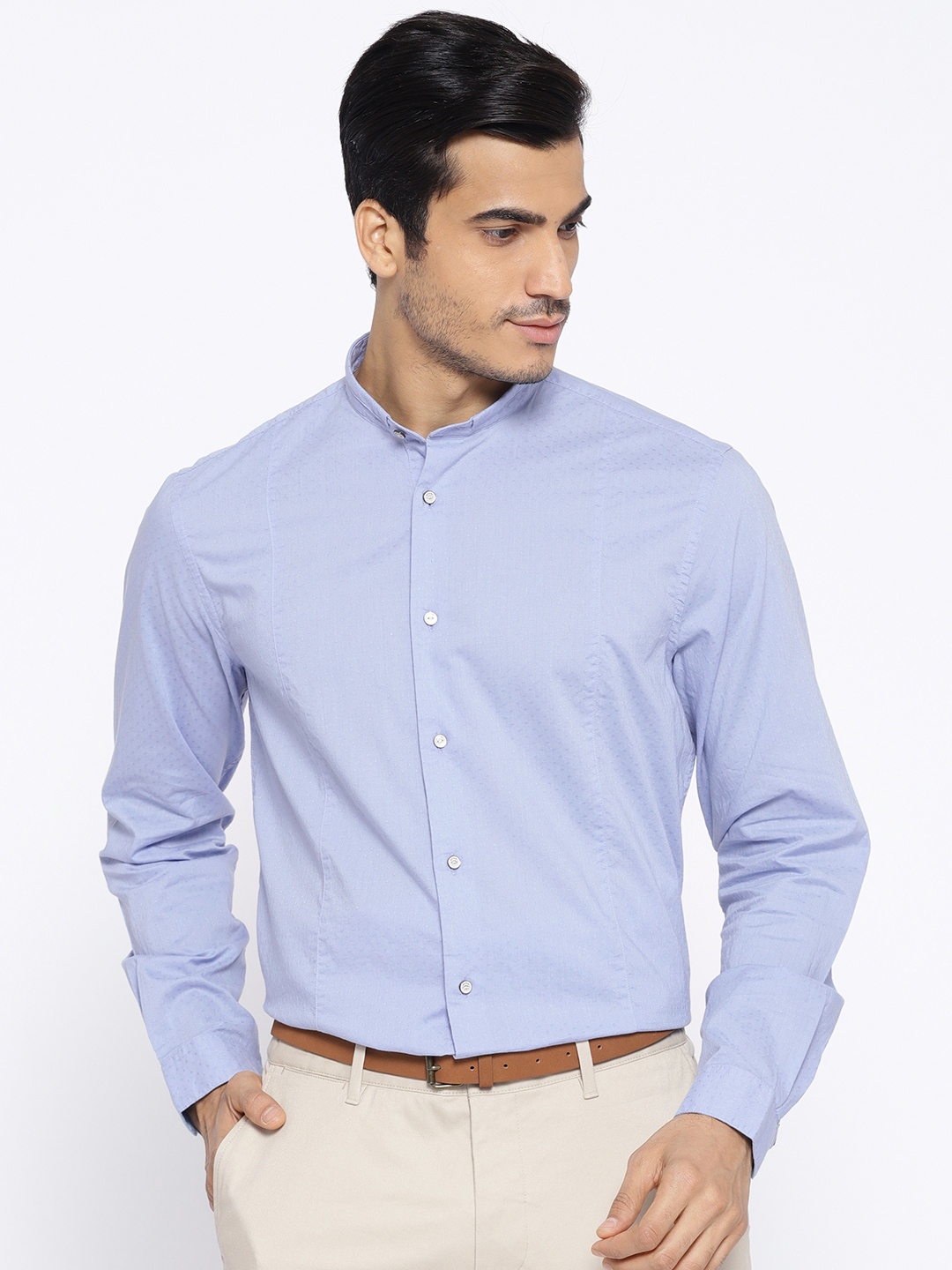 

Blackberrys Men Blue Slim Fit Self Design Casual Shirt