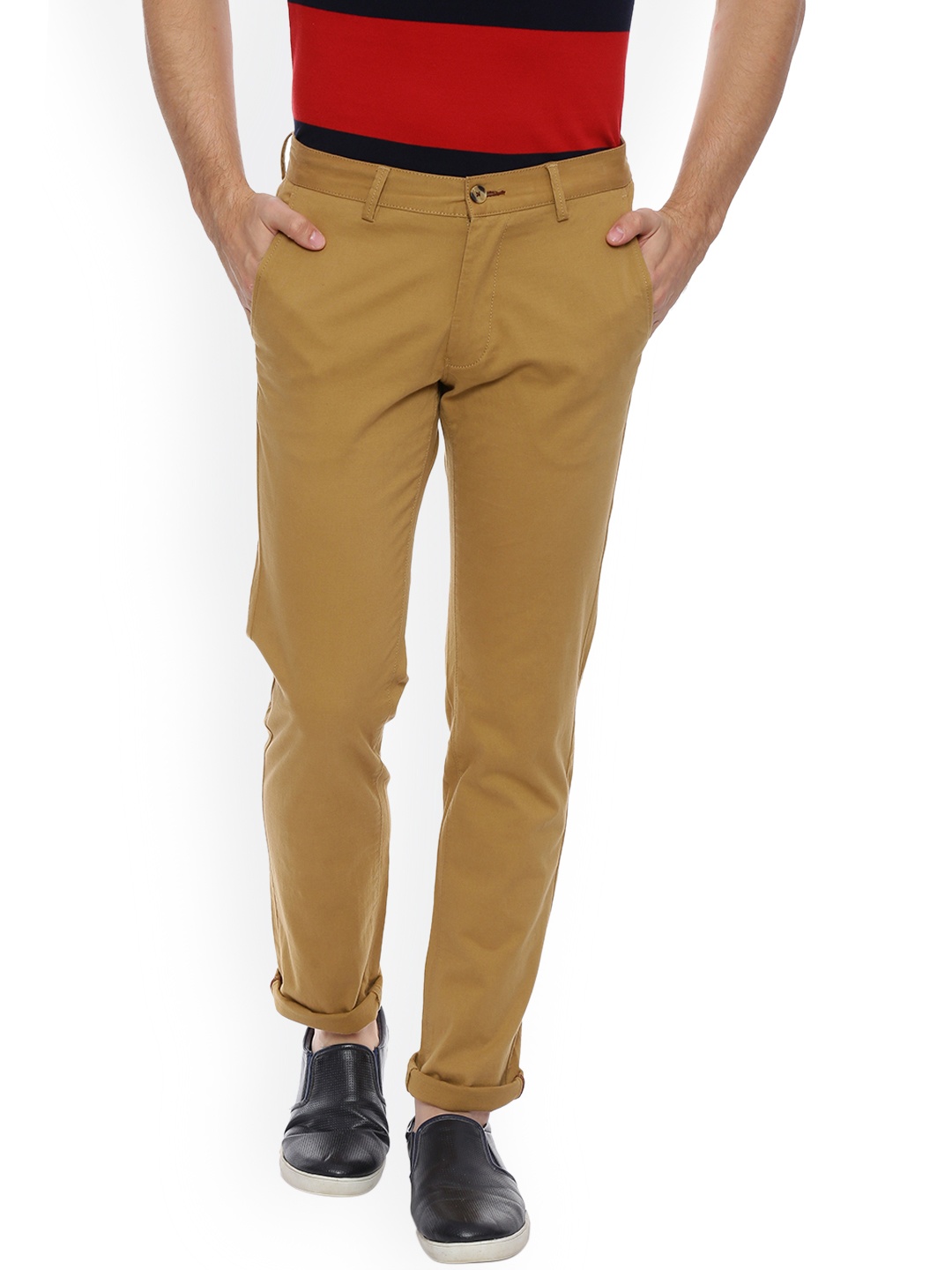 

Basics Men Khaki Tapered Fit Solid Chinos