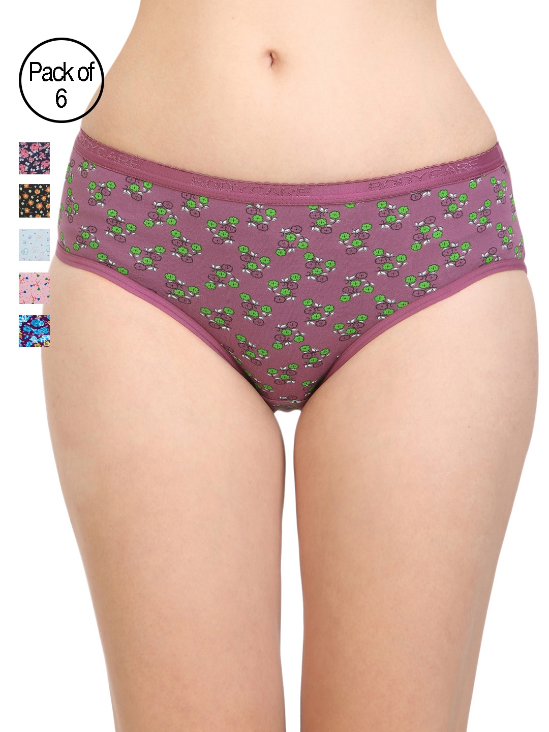 

BODYCARE Pack of 6 Assorted Printed Hipster Briefs E9600