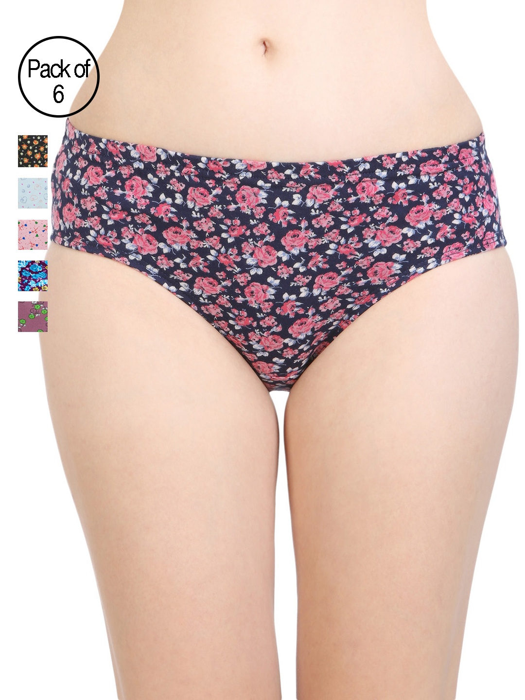 

BODYCARE Pack of 6 Assorted Printed Hipster Briefs E9600