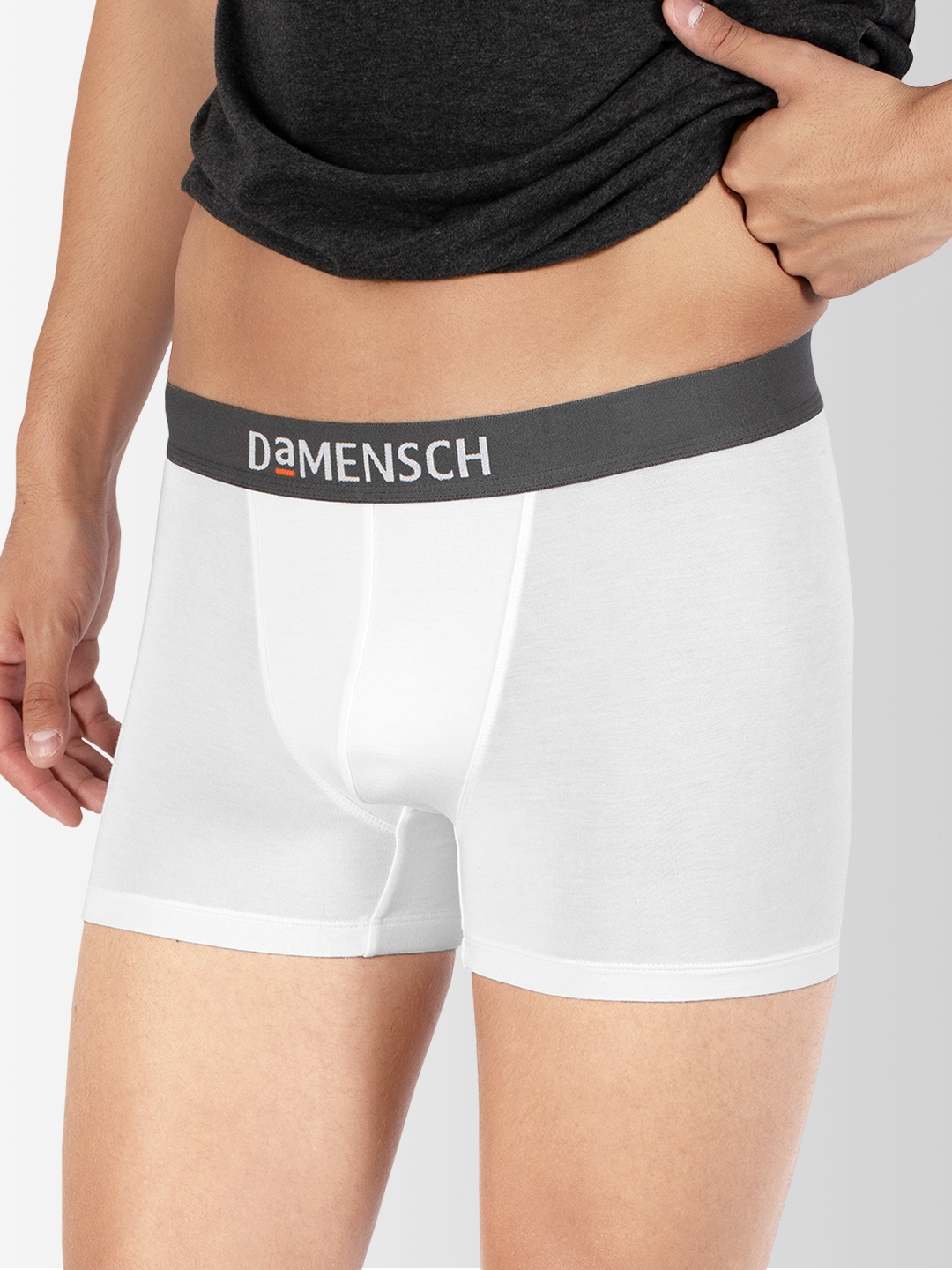 

DaMENSCH Men White DEO-SOFT Deodorizing Micro Modal Solid Trunks DAM-DC-T-FW