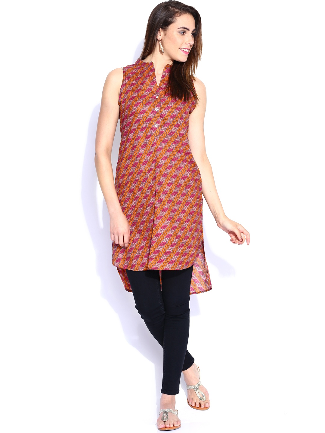 

Vishudh Orange & Pink Printed Kurta