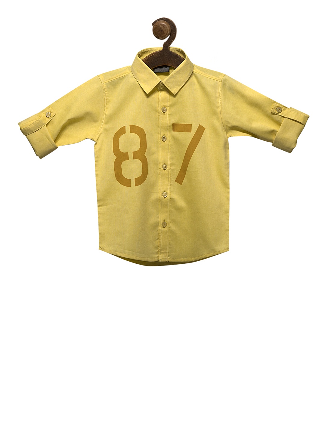 

RIKIDOOS Boys Yellow Tailored Fit Printed Casual Shirt