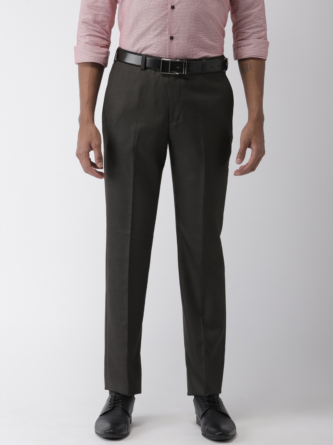 

Park Avenue Men Brown Smart Fit Solid Formal Trousers