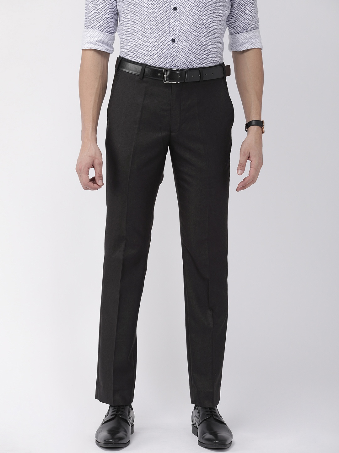 

Park Avenue Men Black Smart Fit Solid Formal Trousers