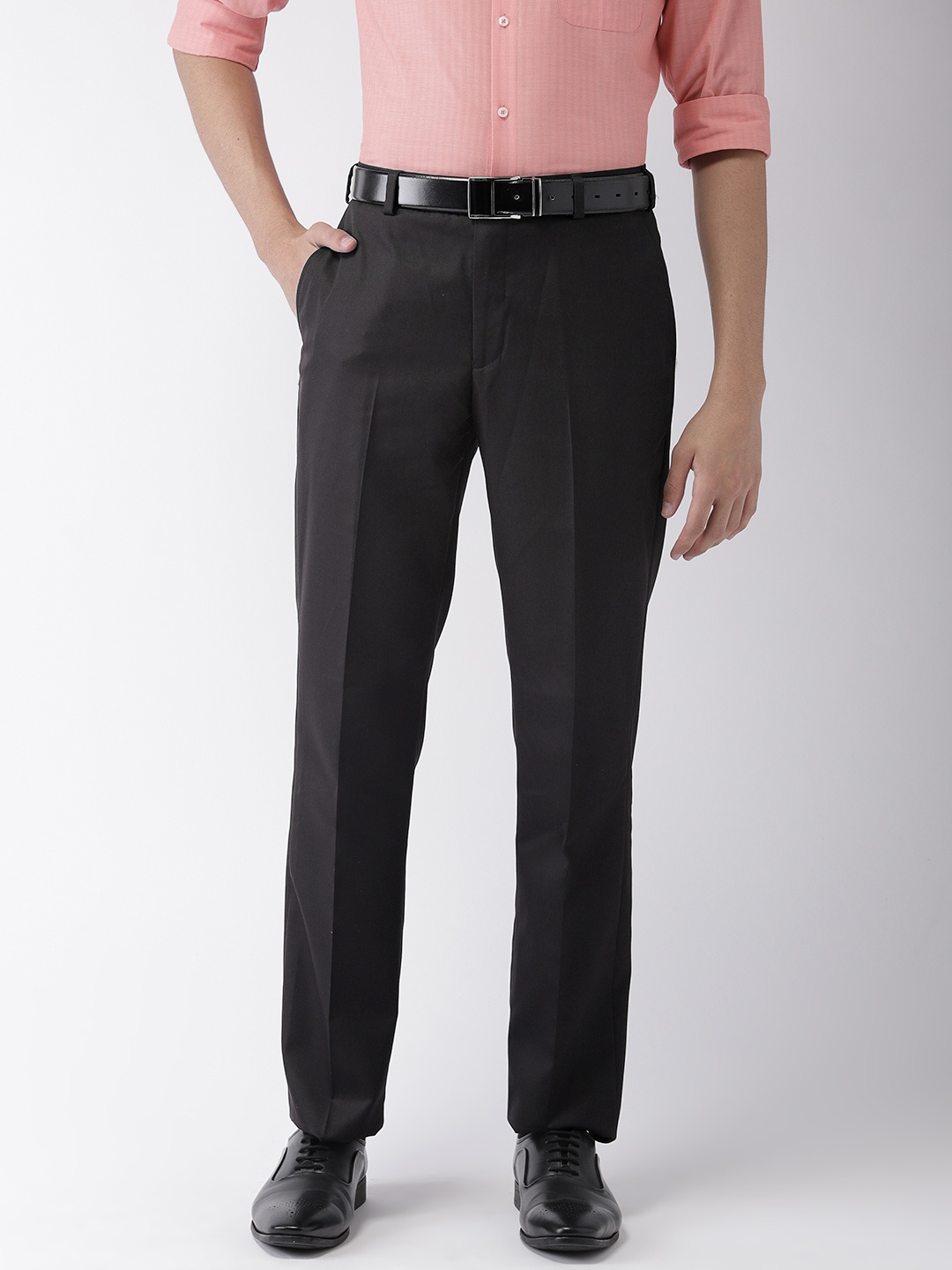 

Park Avenue Men Black Smart Slim Fit Solid Formal Trousers