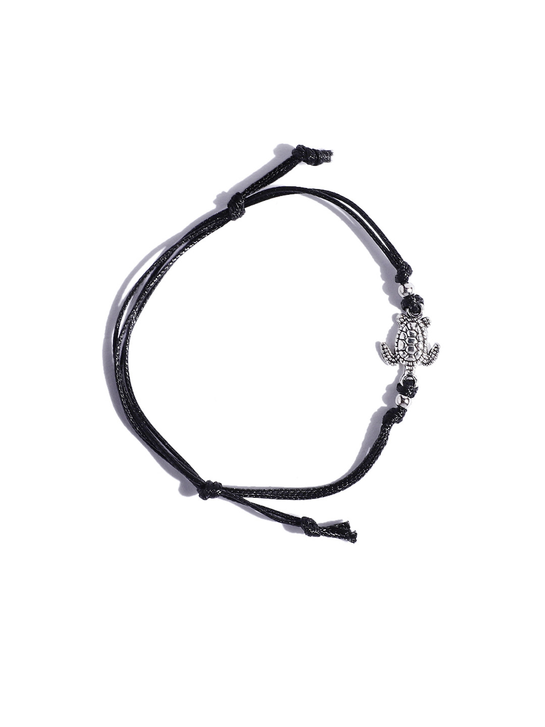 

OOMPH Black & Silver-Toned Tortoise-Shaped Threaded Anklet