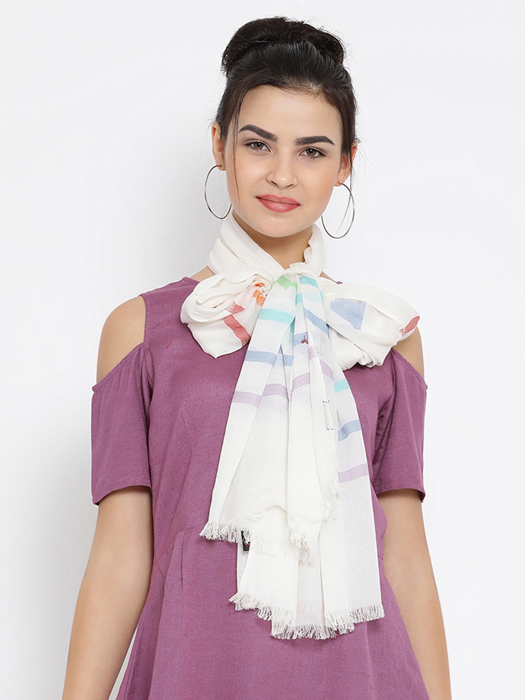 

SHINGORA Women Off-White Embroidered Stole