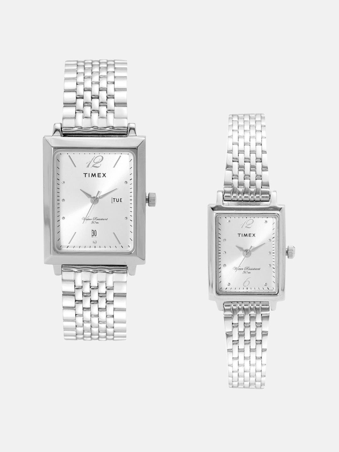 

Timex Set of 2 Silver-Toned Analogue His & Her Watches TW00PR224