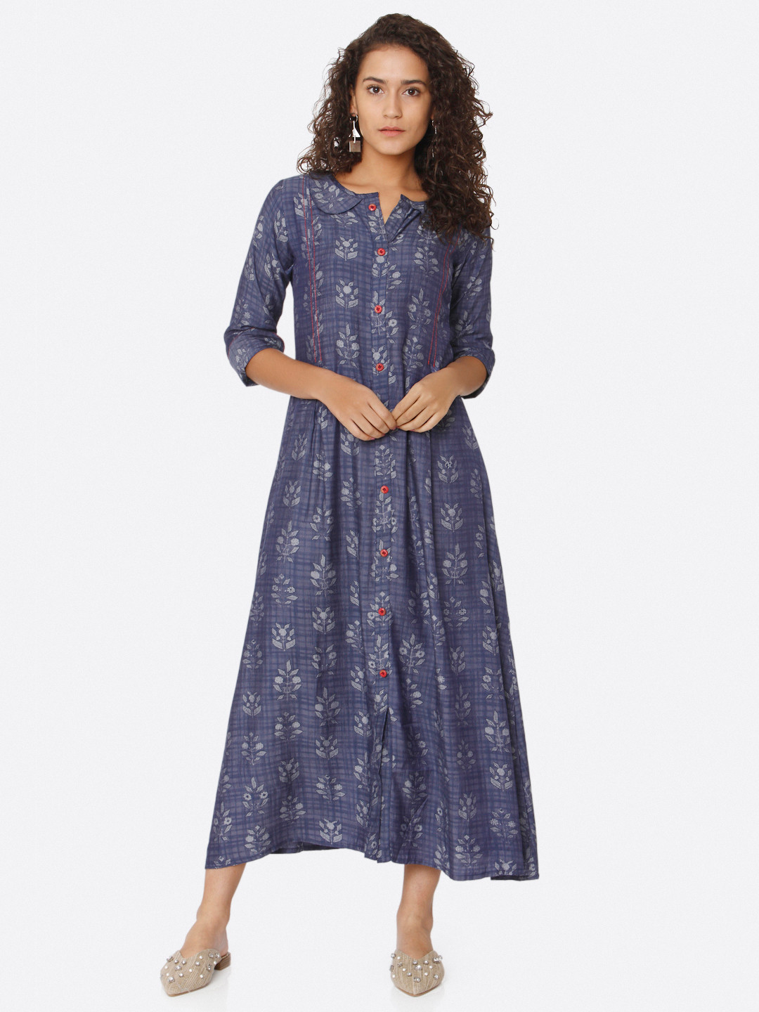 

Shiloh Women Blue Floral Printed Anarkali Kurta