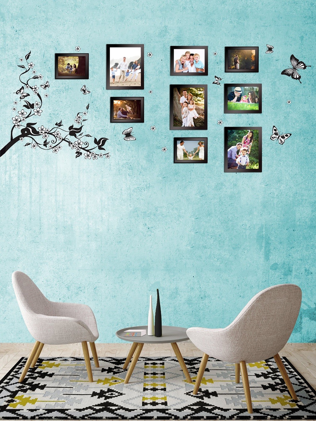 

Art Street Black Solid Set Of 9 Wall Photo Frames