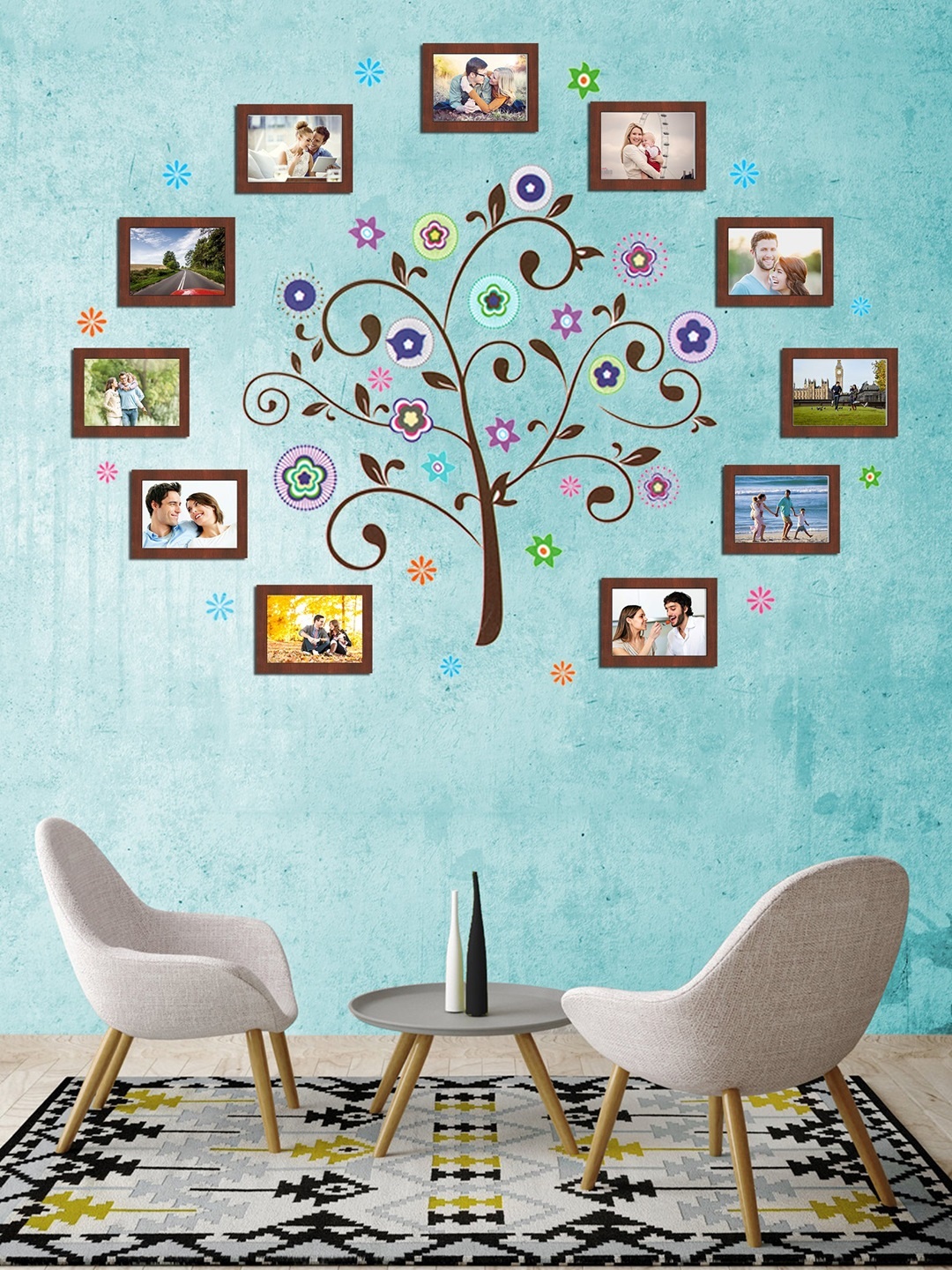 

Art Street Black Solid Set Of 11 Wall Photo Frames, Brown
