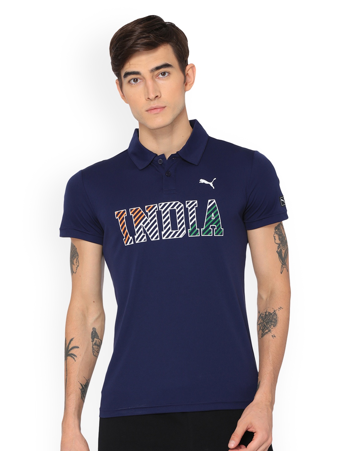 

Puma Unisex Blue one8 Cricket Virat Kohli Printed Polo Collar T-shirt