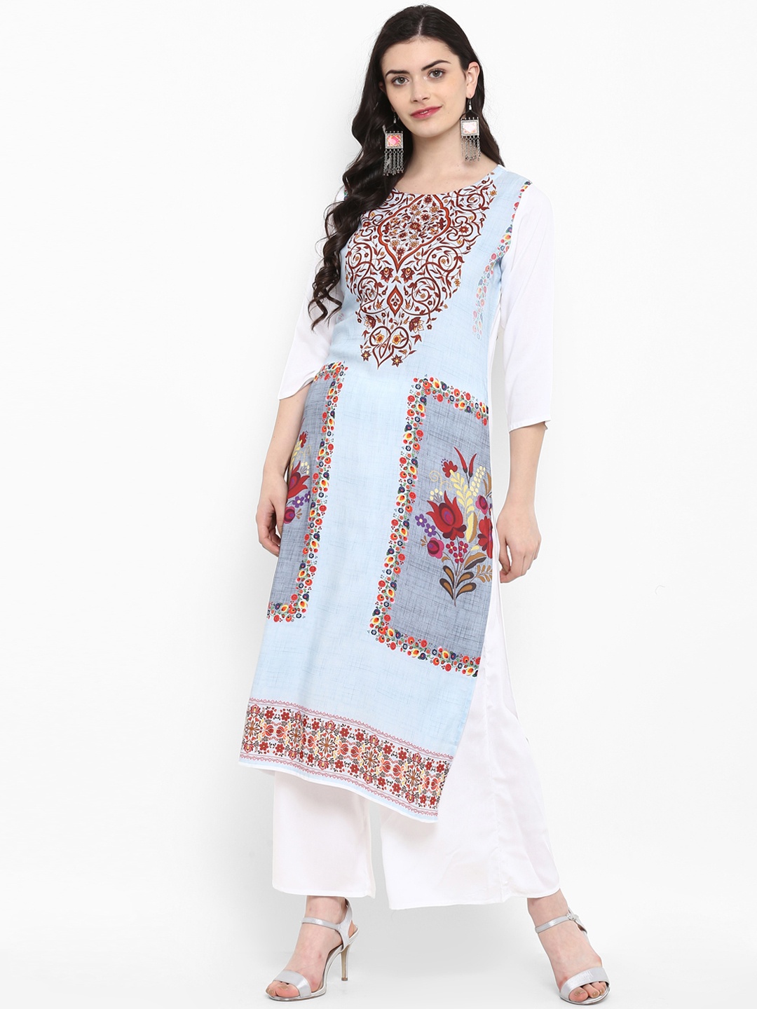 

ZIYAA Women Blue Printed Straight Kurta