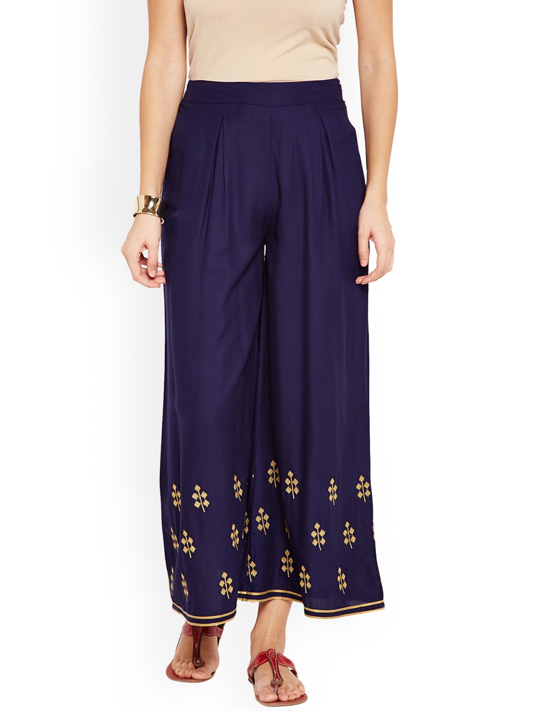 

Be Indi Women Navy Blue Flared Solid Palazzos