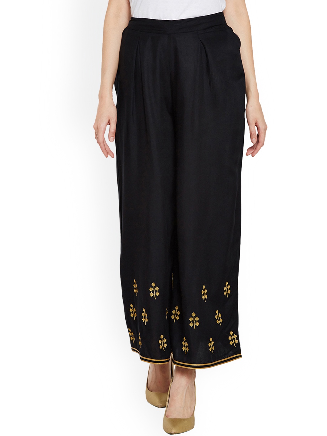 

Be Indi Women Black Flared Solid Palazzos