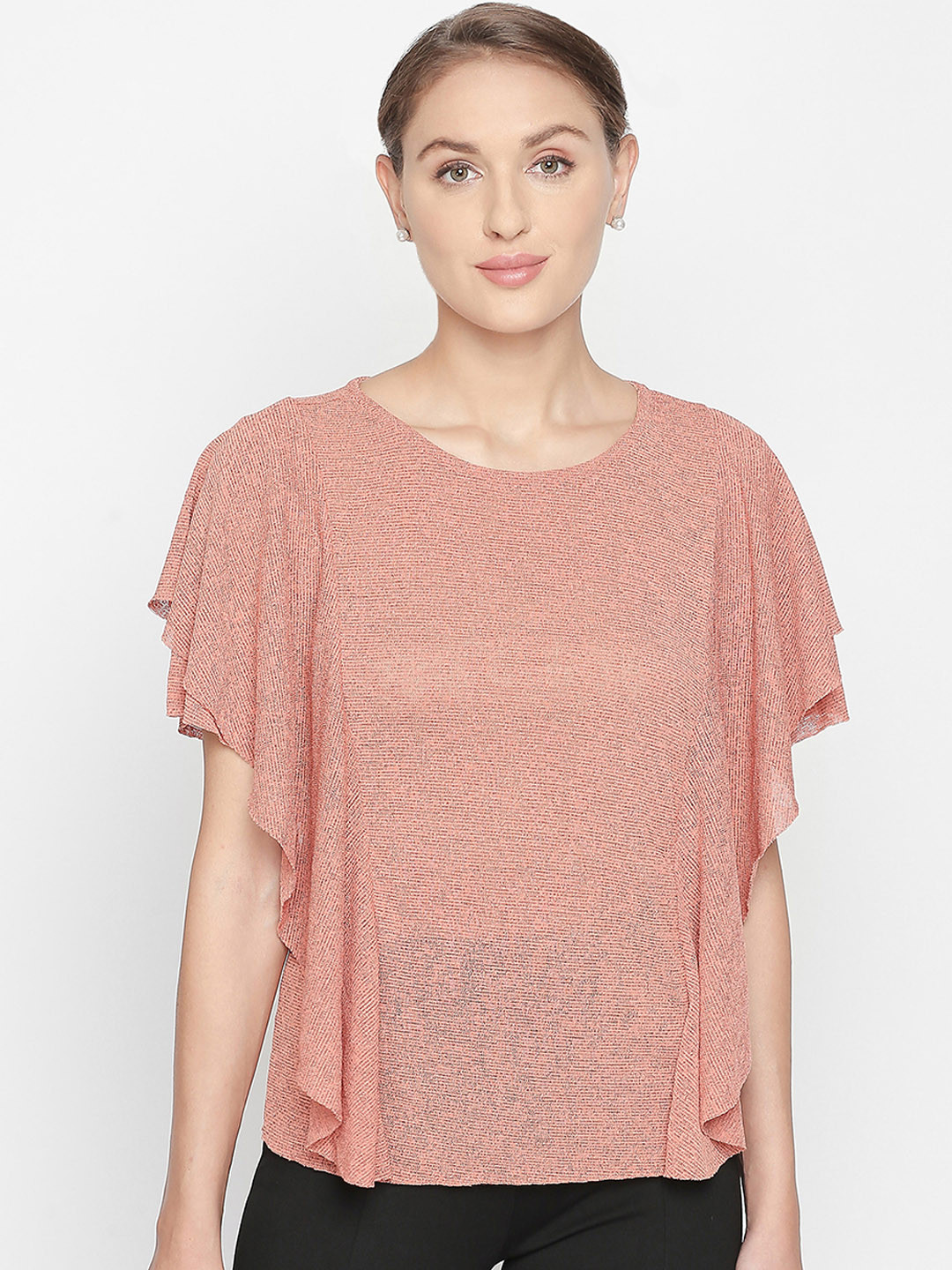 

Annabelle by Pantaloons Women Pink Self Design Top