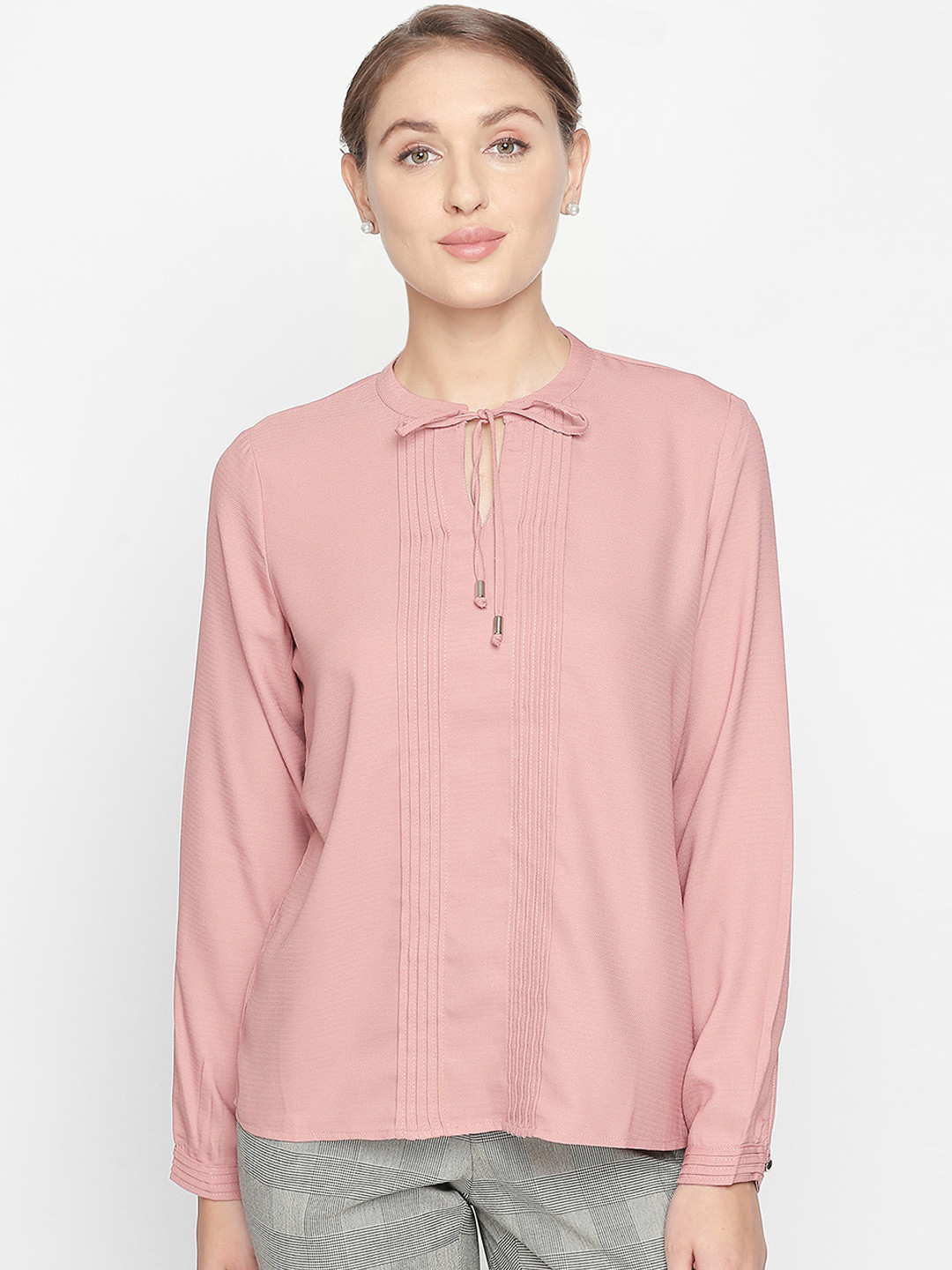 

Annabelle by Pantaloons Women Peach-Coloured Solid A-Line Top