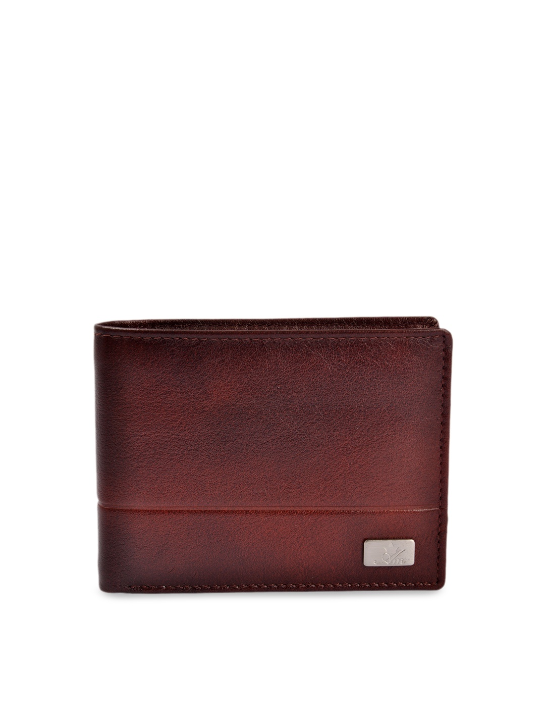 

Am Leather Men Brown Self Design Two Fold Leather Wallet