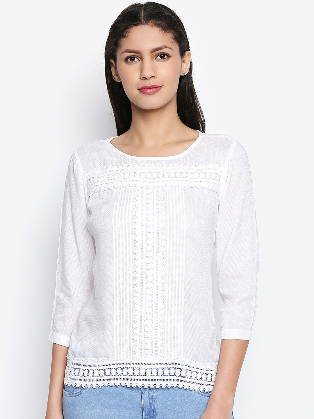 

Honey by Pantaloons Women White Self Design Top