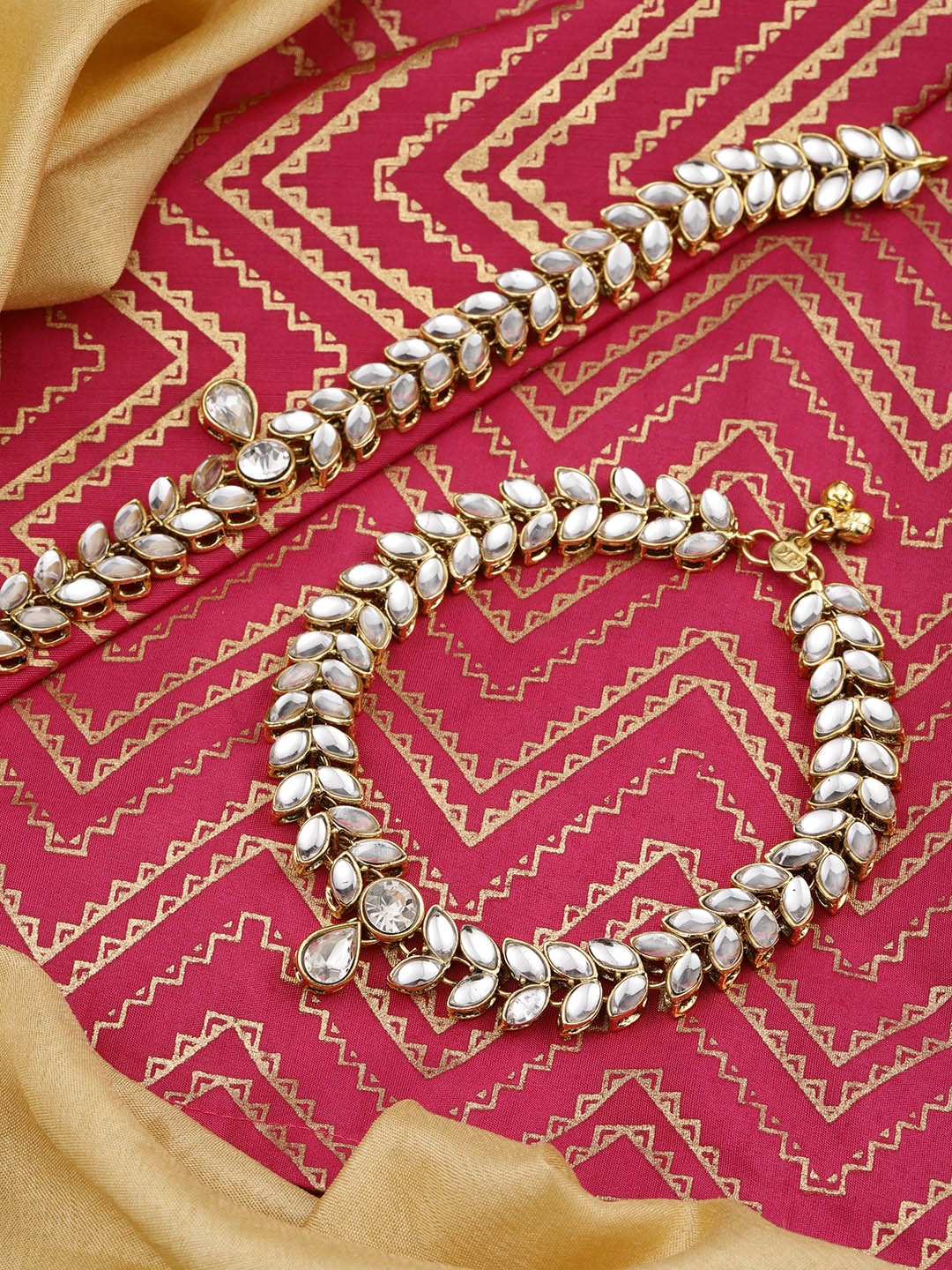 

Priyaasi Set of 2 18K Antique Gold-Plated Handcrafted Kundan-Studded Anklets