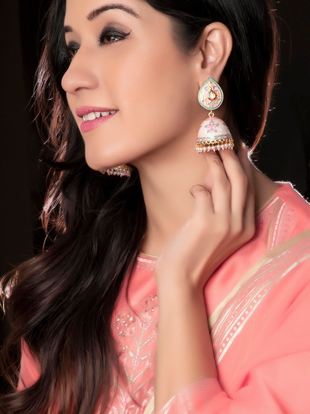 

Rubans Gold-Toned Dome Shaped Jhumkas