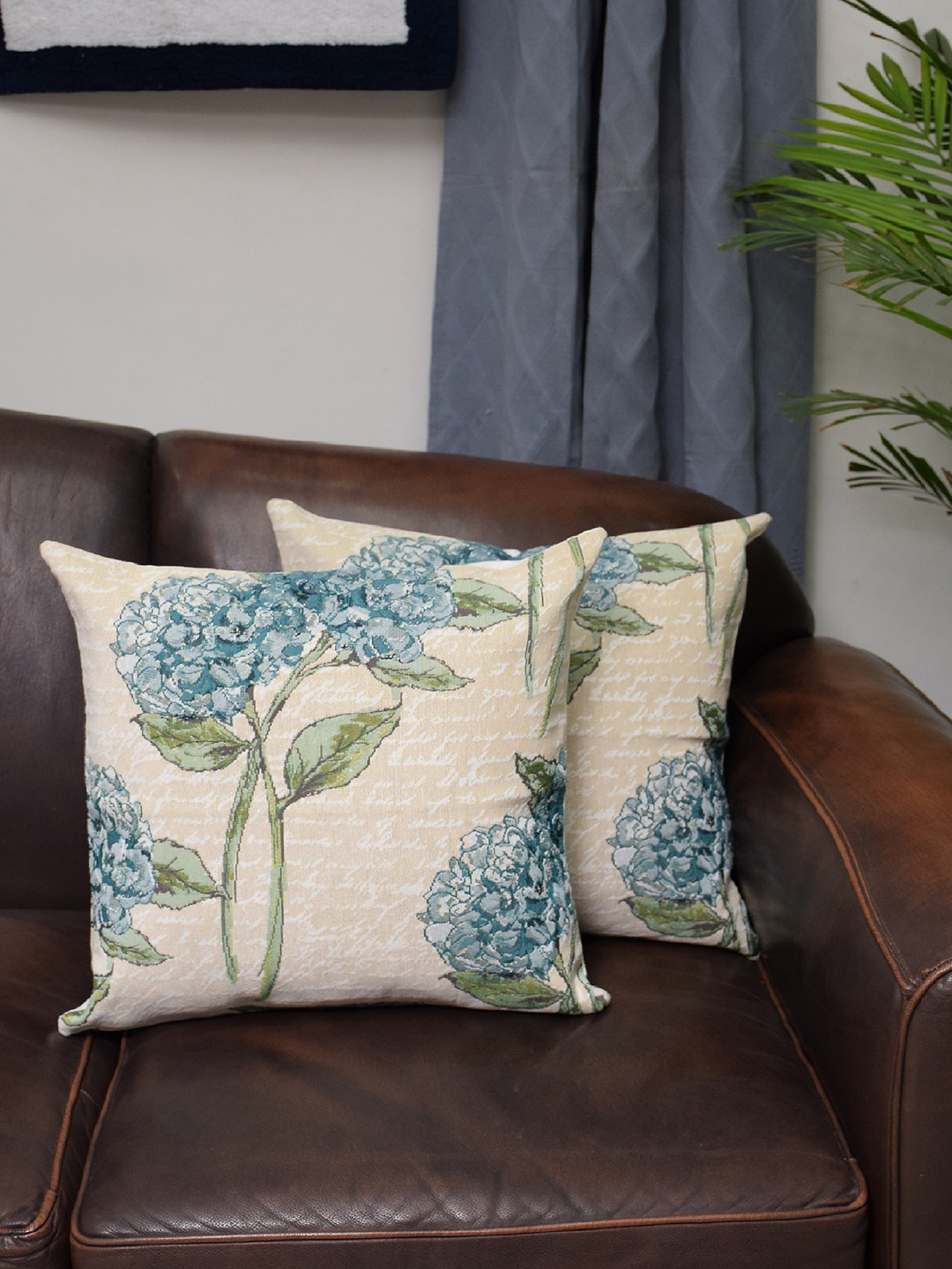 

Avira Home Multicoloured Set of 2 Floral Square Cushion Covers, Multi