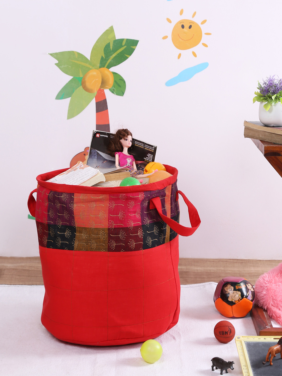 

Rajasthan Decor Red Printed Foldable Laundry Bag