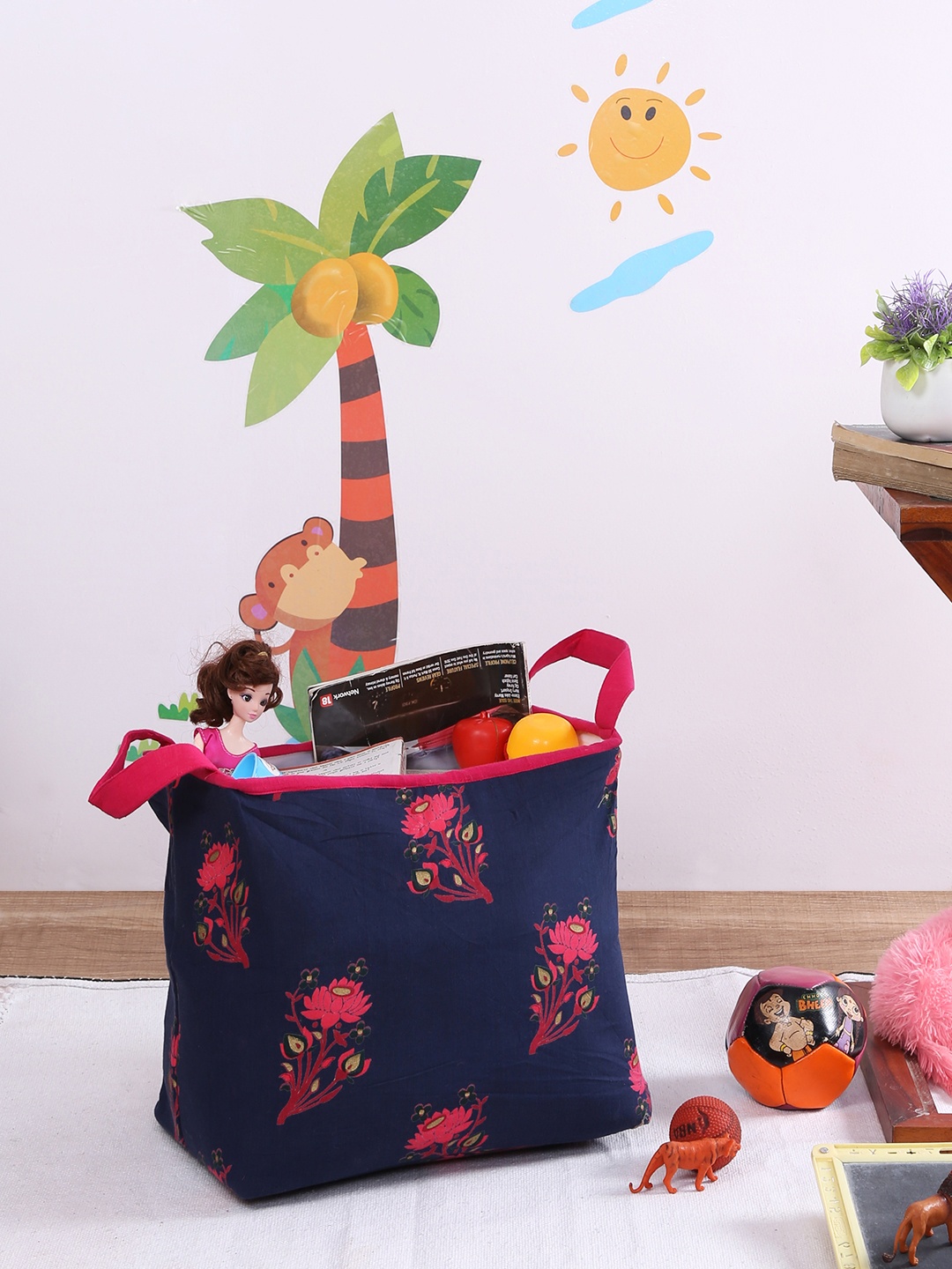 

Rajasthan Decor Blue & Pink Printed Foldable Laundry Bag